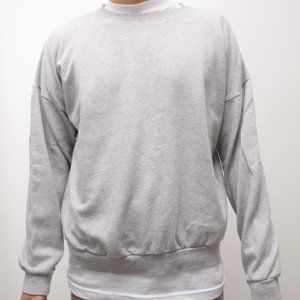 Basic Lightweight Grey Crewneck Cotton Sweatshirt - Size S